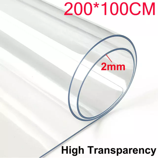 2mm Thick Clear Transparent Vinyl PVC Tablecloth Table Protector Plastic Cover