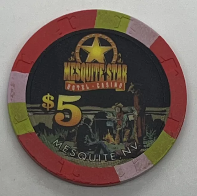 Mesquite Star Casino - $5 CHIP - Mesquite NV Nevada Campfire - Paulson H&C 1998