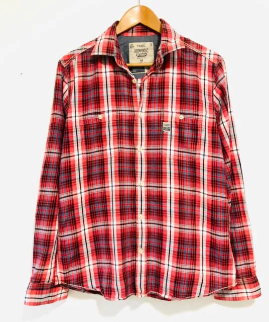 NEXT Vintage Mens Red Check Cotton Shirt Size M 40 to 42” Retro Shirt Check Top