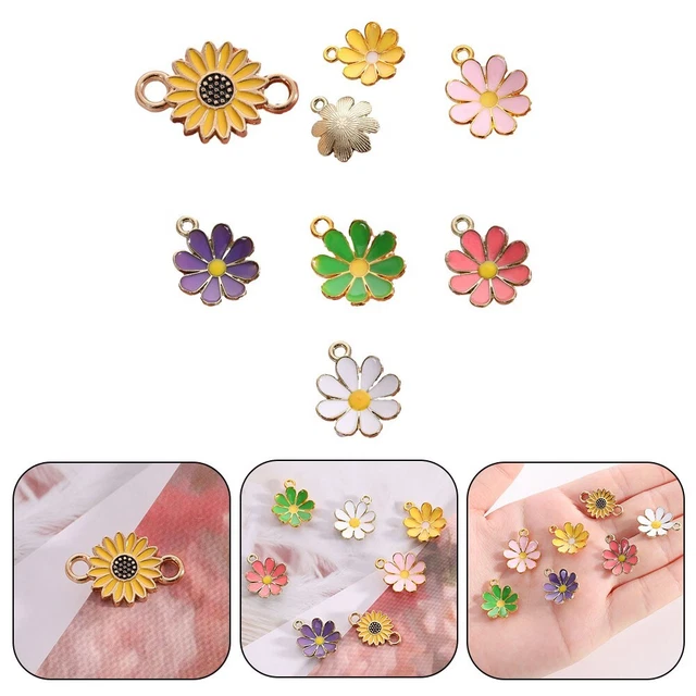 50 Stück Anhängerperlen Blumen Blumenschmuck DIY Fun Emaille Legierung