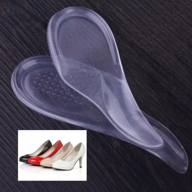 Pair Silicone Heel Gel Arch Insoles Pads Feet Cushion Support Insert Pain Relief