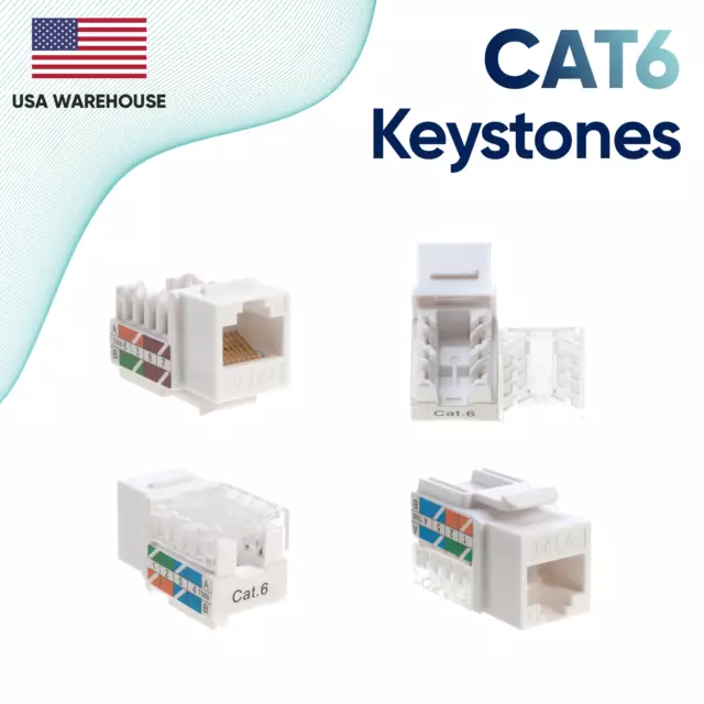 Cat6 Keystone Jack Network Ethernet RJ45 Plug 110 Snap-In Punchdown Pack LOT