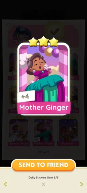 Mother Ginger 3 Star ⭐️- Monopoly Go Sticker/Card - INSTANT SEND