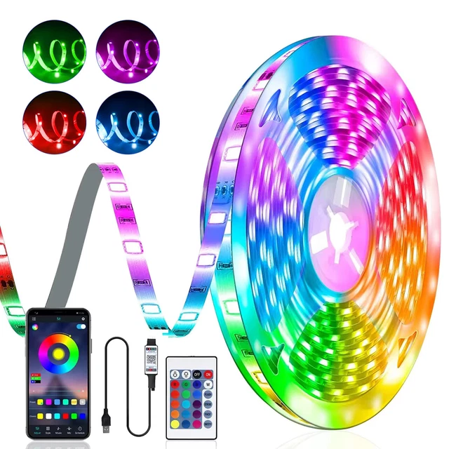 LED STRIP LIGHTS RGB 5V USB Powered Color Changing 1M-30M Music Sync £ ...