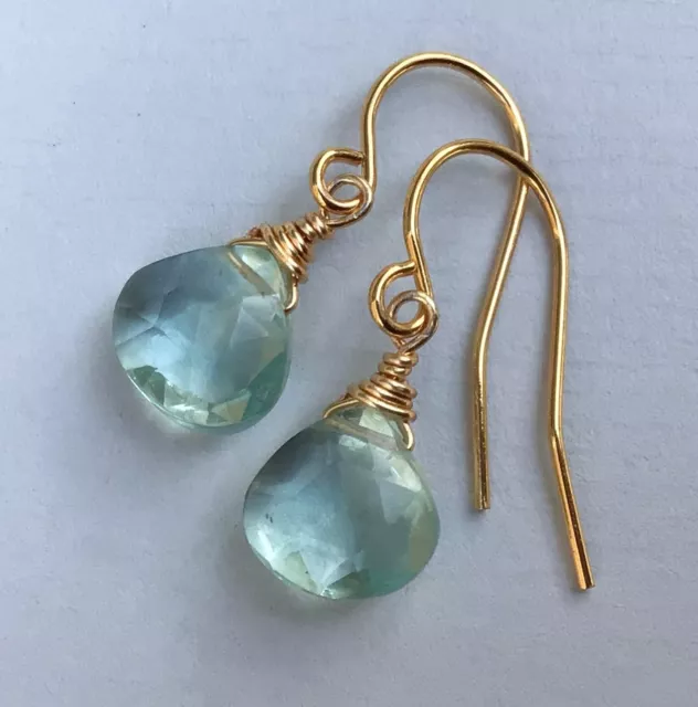 New Sundance Charm Aquamarine Earrings Handcrafted Gold Plated Handmade
