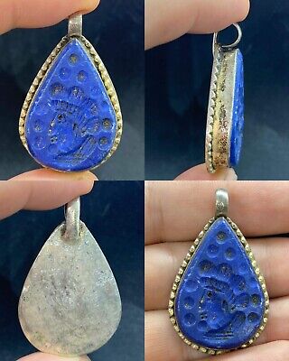 Beautiful silver old lapis lazuli stone king Intaglio stone Pendant
