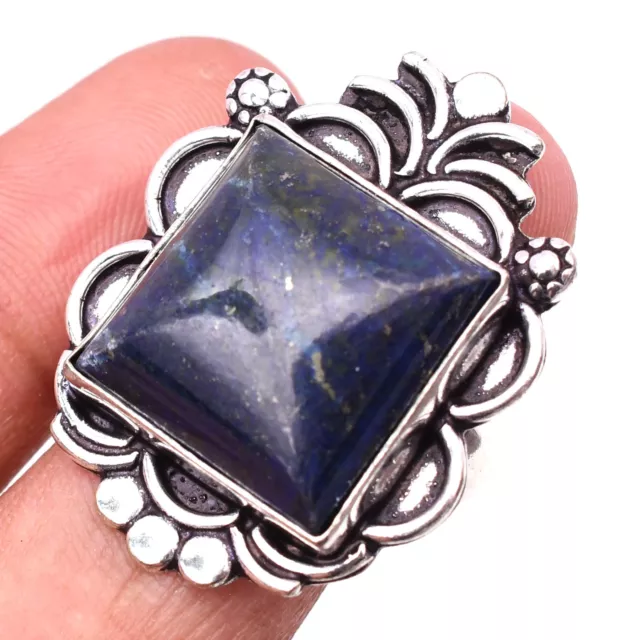 Lapis Lazuli Gemstone 925 Sterling Silver Handmade Jewlery Ring Size 8