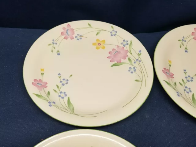 Vintage Sango "Fresh Flowers" Set/4 Dinner Plates Pink/Yellow Flowers 8499 JAPAN 2