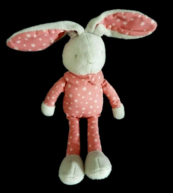 *. DOUDOU PELUCHE KLORANE LAPIN GRIS ROSE ETOILE 27c +OREILLE EXCELLENT ETAT
