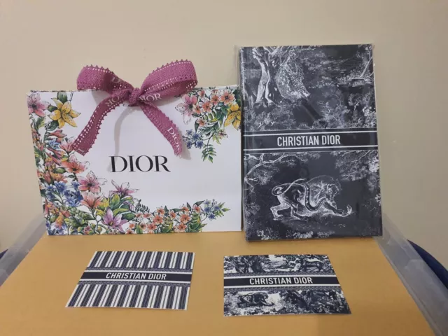 Dior A5 notebook gifts set,new notebook floral bag, 2 note cards new collectible