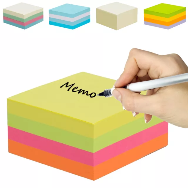 Sticky Notes Memo Pad Assorted Cube Block Tab Removable 5 Colours OfficeCentre®