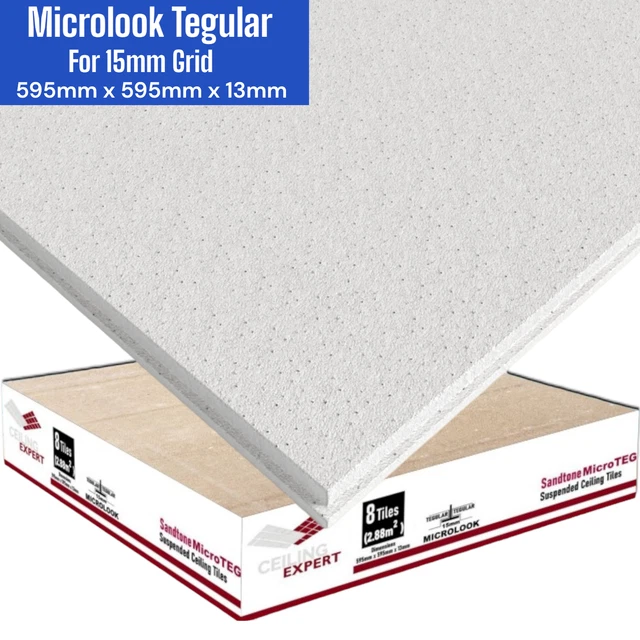 Suspended Micro-Look Tegular Ceiling Tiles 595x595 Similar to Zentia Dune Aruba