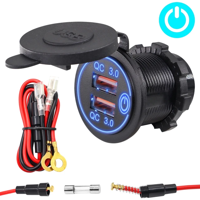 12V-24V Car Charger Dual USB Ports QC3.0 Fast Quick Charge Power Adapter Outlet