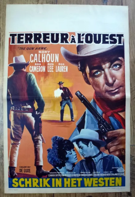 belgian poster western THE GUN HAWK, RORY CALHOUN, ROD CAMERON, REVOLVER