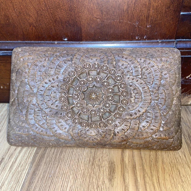 Old Antique Wooden Handcrafted Beautiful Engraved Floral Pattern Jewelry Box