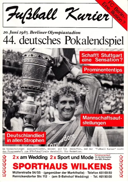 DFB Pokal Finale 20.6.87 Berlin: Hamburger SV HSV - Stuttgarter Kickers