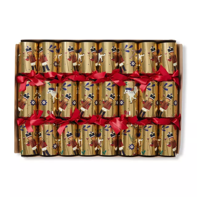 Christmas Crackers - 8 Elegant Bonbons, Handmade, "Gold Toy Soldier"