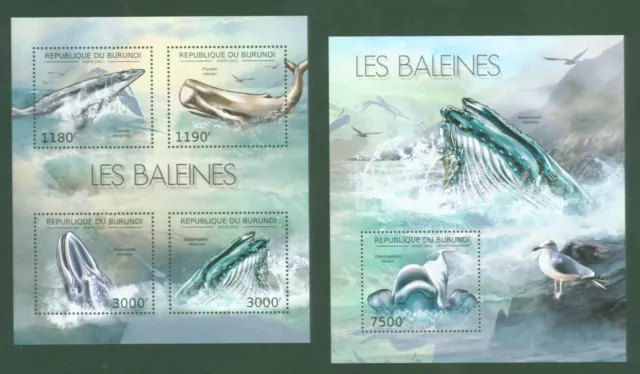 Burundi 2012 - Wale - Blauwal Finnwal Pottwal Glattwal - Nr. 2838-41 + Block 292