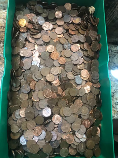 BAG of 5000 COPPER Lincoln Memorial cents. Dates before 1982. 100 rolls. #M1