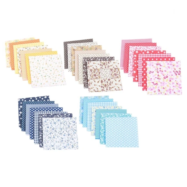 5 Groups DIY Face Fabric Patchwork Squares Bundles Quilt Handmade Cloth