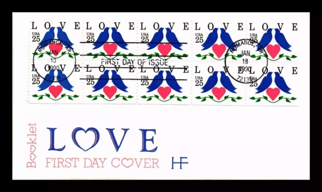 Dr Jim Stamps Us Cover Love Birds 25C Booklet Pane First Day Issue Hf Cachet
