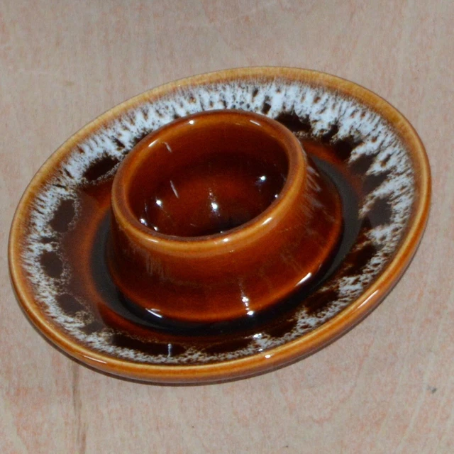 Honiton Pottery Egg Cups Brown Honeycomb Glazed Studio Devon SET OF 4