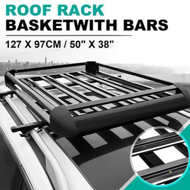 1.27M Aluminium Alloy Car 4WD 4x4 Roof Rack Basket Cargo Luggage Carrier Box Bar