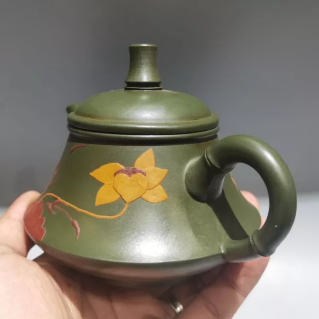 Vintage Chinese Yixing Purple Clay Teapot Zisha Ceremony Bamboo Teaware Nice Art 3