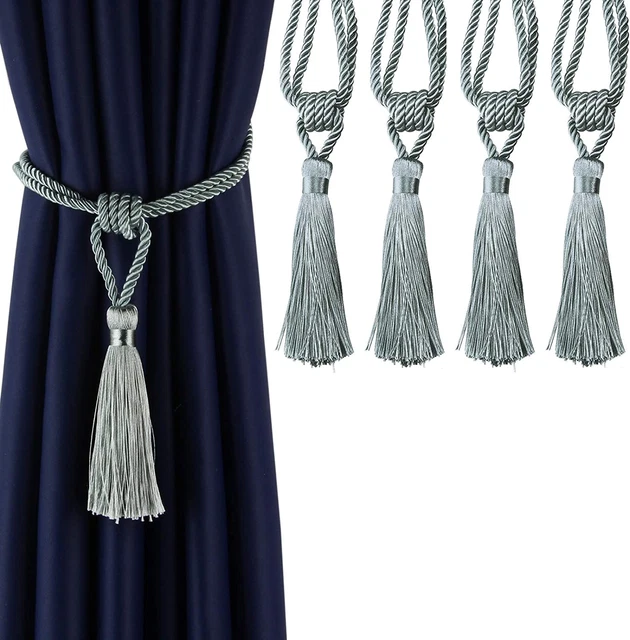 Fenghuangwu Curtain Tiebacks Tassel Tie-Backs, Rope Curtain Tie Backs Handmade C