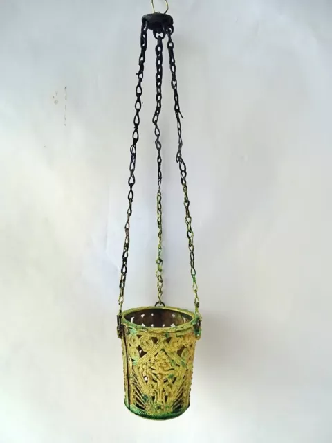 Ancient Antique Hanging bronze Orthodox Lamp Byzantine with chain OVK