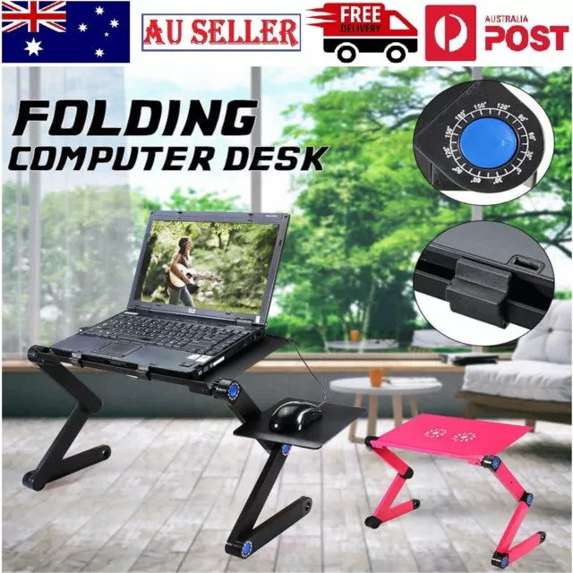 360° Laptop Table Adjustable Stand Desktop Holder Stand with Cooling dual Fan Au