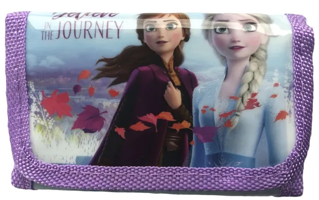 Frozen II Shiny Tri Fold Wallet Purple with Anna and Elsa