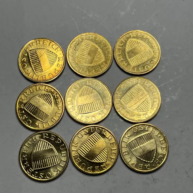 9-Austria 50 Groschen Coin AU  Aluminum Bronze 5 1994 4 1996 W/LUSTER