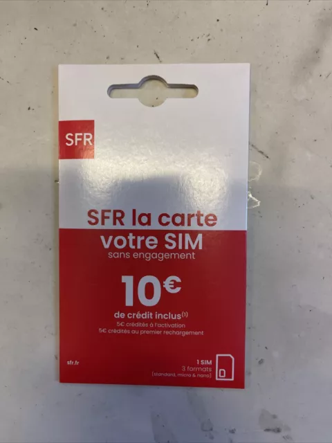 Cartes sim prépayée sfr 4G 10€ de crédit sans abonnement ni engagement