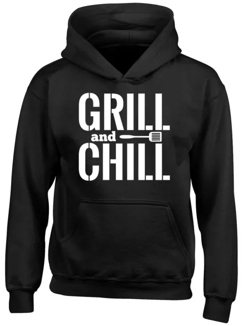 Grill and Chill BBQ Boys Girls Childrens Kids Hooded Top Hoodie