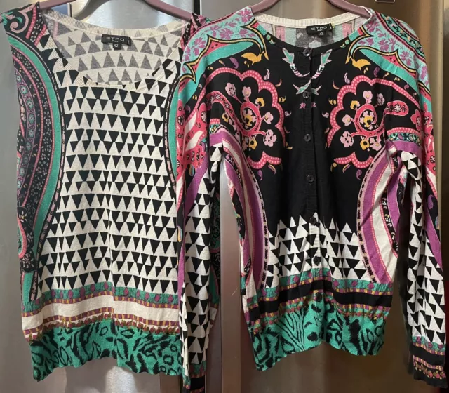 ETRO MILANO Silk/Cashmere Blend Twin Sweater Set Size 42