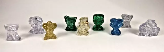 Lot of 9 Gogos Crazy Bones Mix Translucent Glitter Green Blue Scarce Vintage