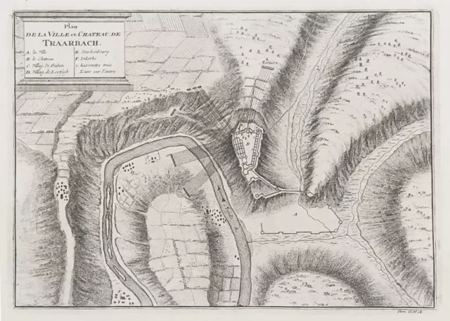 Traben-Trarbach Mosel Rheinland-Pfalz Plan Kupferstich engraving  1729