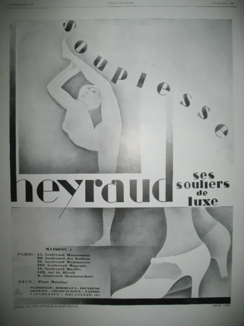 Publicite De Presse Heyraud Chaussures Souliers De Luxe French Ad 1928