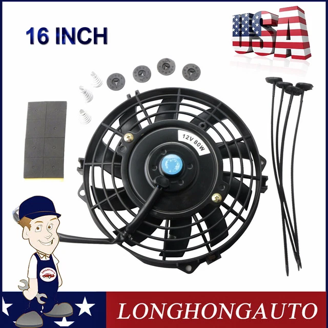 1 KIT 16 inch Universal Slim Fan Push Pull Electric Radiator Cooling ...