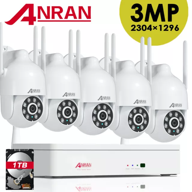 ANRAN Outdoor Wireless Security Camera System 5 Cameras Set WiFi 3MP 8CH NVR 1TB