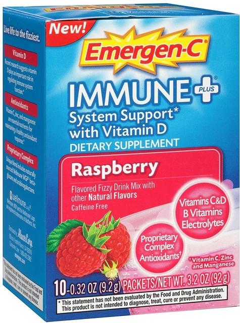 Emergen-C Immune Plus con vitamina D de Alacer, paquete de 10 frambuesas 4