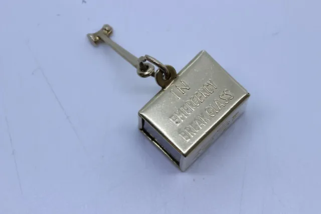 14K Yellow Gold Charm Ritch Mad Money Dollar Bill Safe Box Emergency Break Glass