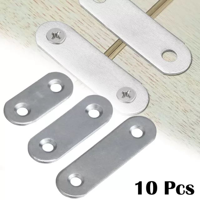 Flat Straight Fixing Brackets Set of 10 Long Lasting Stainless Steel Pieces