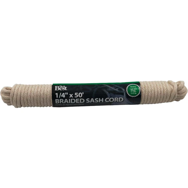 Do it Best 1/4 In. x 50 Ft. White Solid Braided Cotton Sash Cord 218892 SIM
