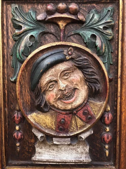 Stunning Carved Medieval Style polychrome panel in wood