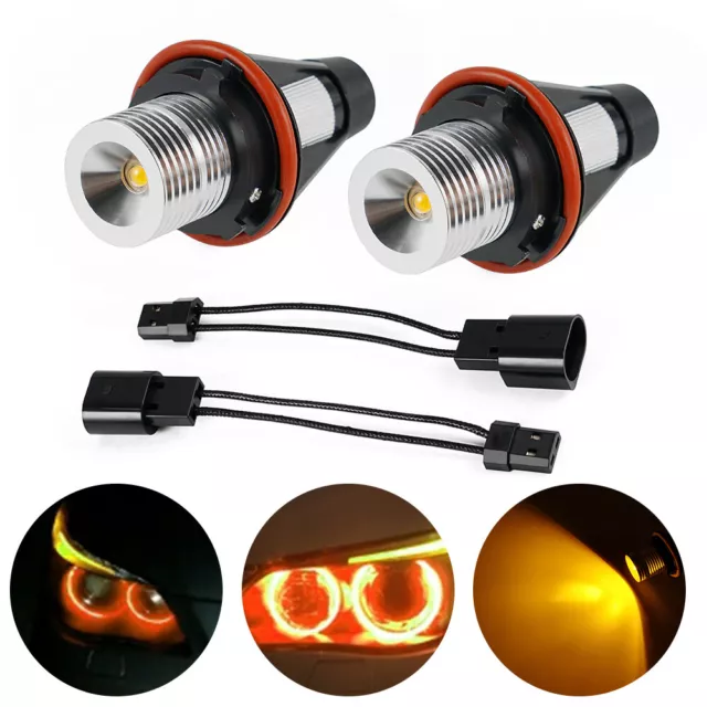 2x Amber LED Angel Eye Halo Ring Marker Light Bulb Fit For BMW E39 E60 M5 Yellow