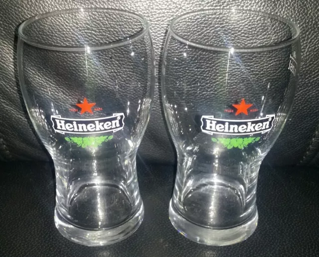 Pair Of Rare Collectable 250Ml Heineken Beer Glasses  In Great Used Condition