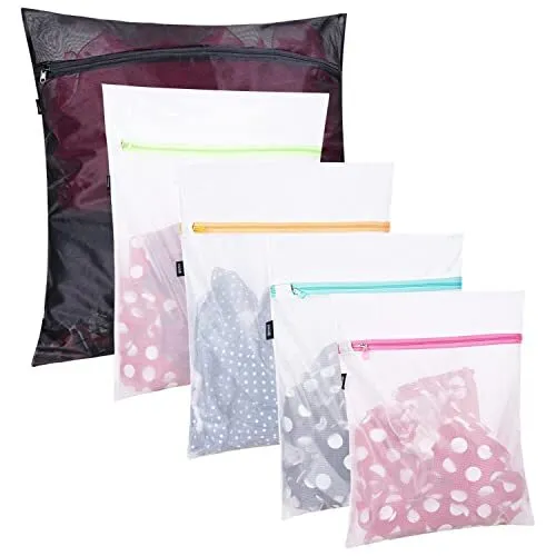 Set of 5 Mesh Laundry Bags-1 Extra Large, 2 Large & Medium for Blouse, Hosier...