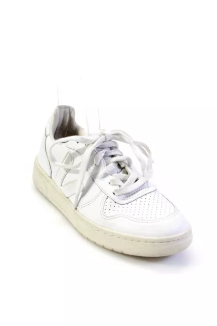 Veja Womens Lace Up Perforated Logo Low Top Sneakers White Leather Size 6